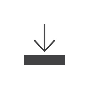 下载箭头图标矢量填充平面标志固体象形文字隔离在白色上。 符号标志插图。