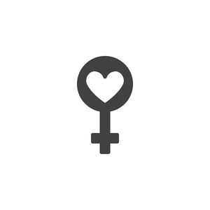 女性标志矢量图标。 填充平面标志的移动概念和网页设计。 女人性简单坚实的图标。 符号标志插图。 像素完美矢量图形