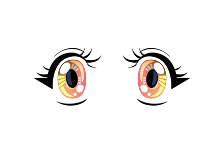 明亮的眼睛, 美丽的五颜六色的眼睛与光反射漫画日本风格的矢量插图