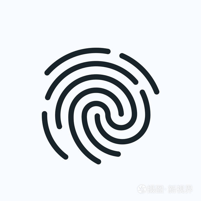 触摸id指纹图标id模板白底平面矢量线性插图