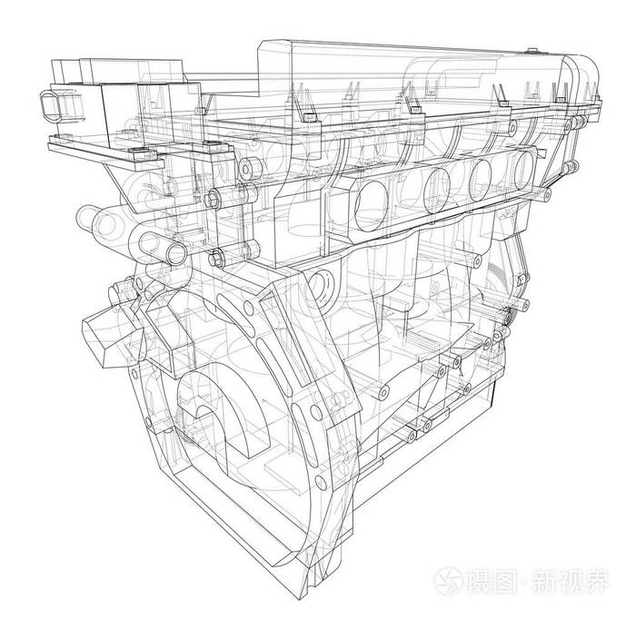 发动机草图.3d 的矢量渲染插画-正版商用图片1911c6-摄图新视界