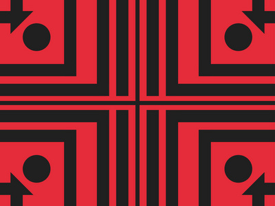 抽象几何无缝图案的红色。简单的黑色线条。矢量图