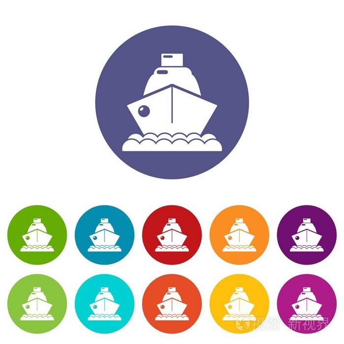 游船图标设置矢量颜色插画-正版商用图片1915qh-摄图新视界