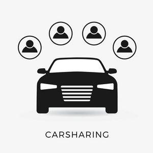 卡共享图标。汽车共享符号平面设计