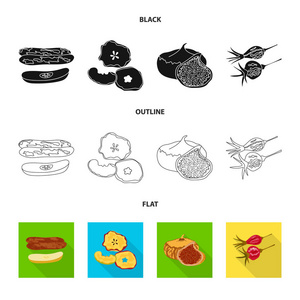 食物和原始图标的向量例证。收集网络的食物和自然股票符号