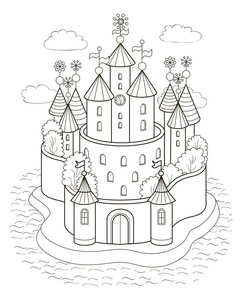 卡通彩色城堡图片-卡通彩色城堡素材-卡通彩色城堡插画-摄图新视界