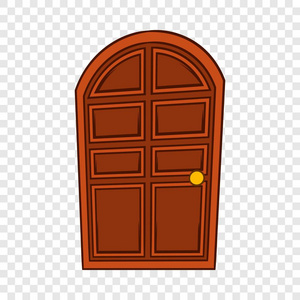 布朗拱形木门图标,卡通风格照片
