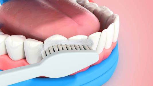口腔清洁牙齿3D渲染颜色
