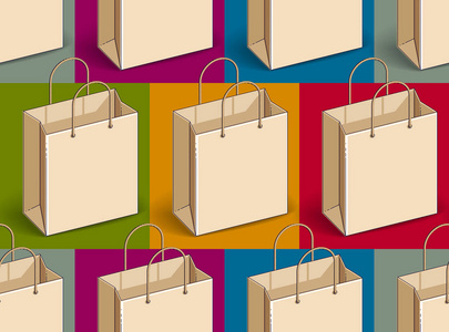 购物袋无缝背景背景为市场或网上商店网站季节性销售清关主题矢量壁纸或网站背景。