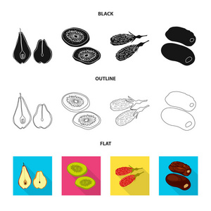 食品和原始图标的矢量设计。食物和自然股票向量例证的汇集