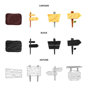 原始和林符号的独立对象。一套生料和硬木矢量图标的股票