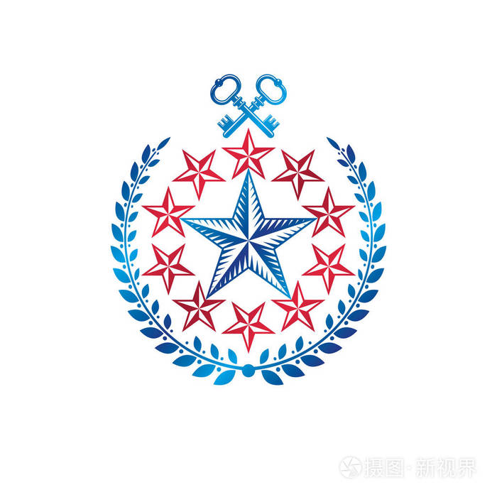纹章矢量设计元素保护符号. 复古风格标签纹章标志.