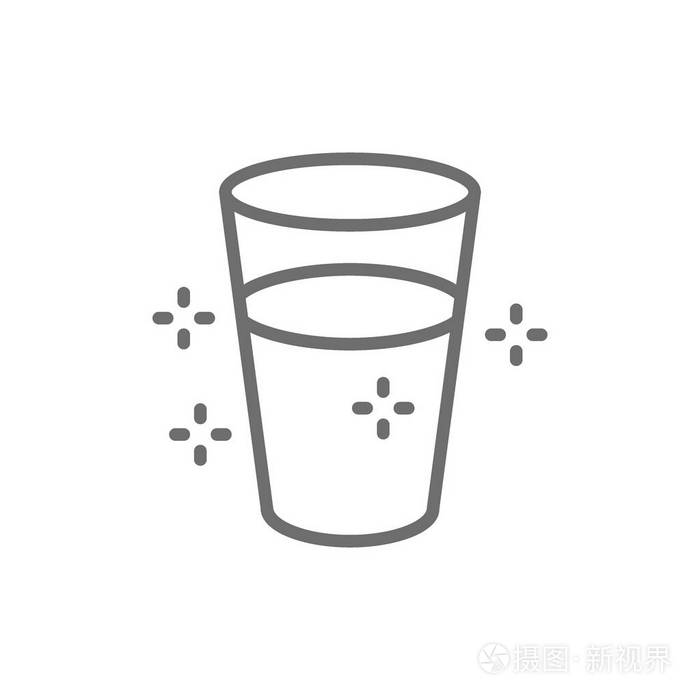 一杯水线图标.隔离在白色背景上插画-正版商用图片191hi4-摄图新视界