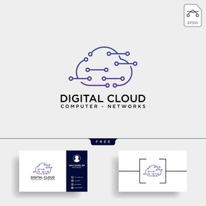 云数字技术线标志模板矢量图图标孤立矢量