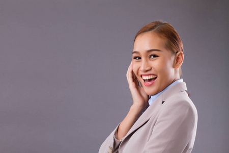  portrait of happy positive successful friendly asian business w