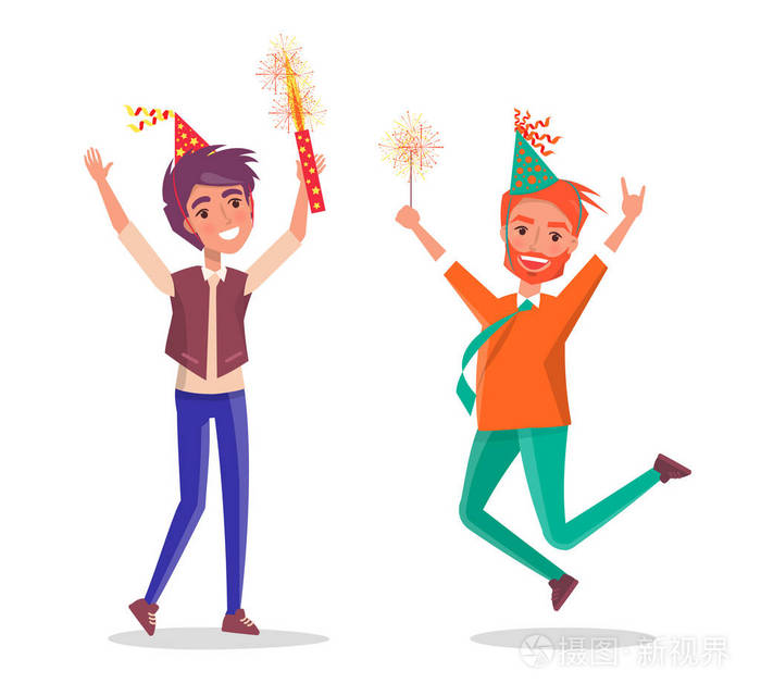 卡通男子庆祝生日派对, 烟花