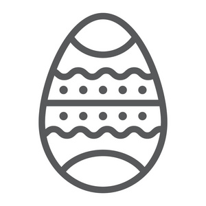 复活节彩蛋线图标, 装饰和复活节, 彩绘彩蛋标志, 矢量图形, 在白色背景的线性图案