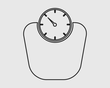 灰色背景上的人体体重秤线图标.照片