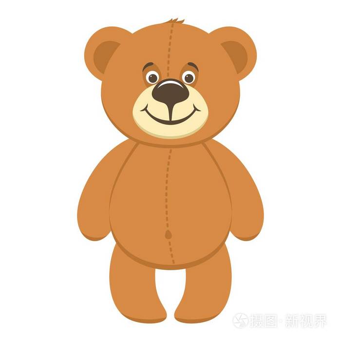 可爱的棕色泰迪熊.卡通人物孤立在白色背景上.矢量图.平的风格.