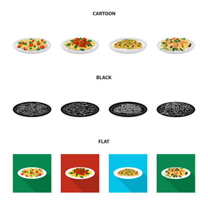 面食和碳水化合物图标的矢量插图。一套面食和通心粉股票符号的网站