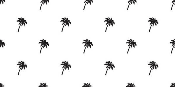 椰子树棕榈无缝图案矢量围巾孤岛重复墙纸瓷砖背景热带夏季插图