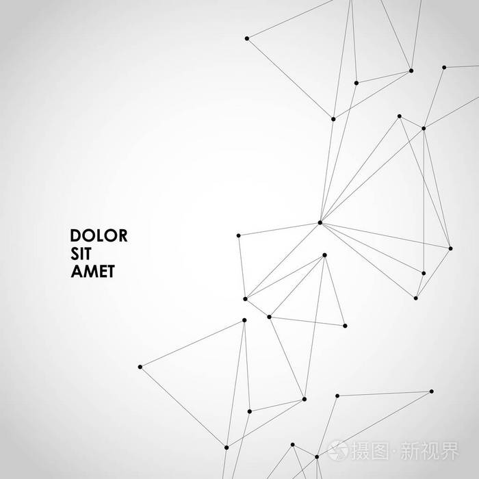带有连接的线和点的抽象多边形背景.最小几何图案和分子矢量图形