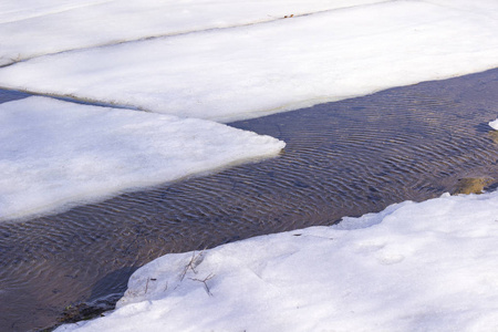 河上的浮冰在水面上泛起涟漪。 春天的开始