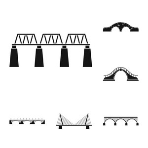 构造和侧符号的孤立对象。构造和桥梁股票向量图的集合