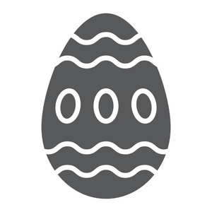 复活节彩蛋标志图标, 食物和复活节, 装饰鸡蛋标志, 矢量图形, 白色背景上的固体图案