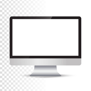 真实的计算机或PC监视器隔离在透明的背景上。 矢量模型。