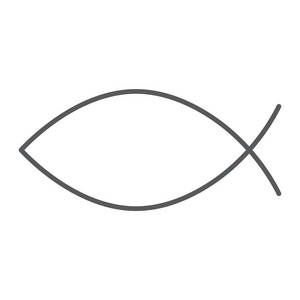 基督徒鱼细线图标, 宗教和符号, 耶稣鱼标志, 矢量图形, 在白色背景的线性图案