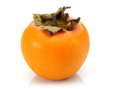 个白色背景下分离的单个整个柿子相似素材图片