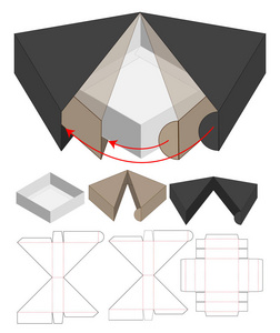 箱体包装模切模板设计。 3D模拟