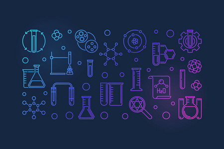 向量化学实验室五颜六色的概述水平横幅