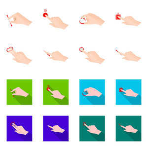 触摸屏和手符号的孤立对象。 库存触摸屏和触摸矢量图标的集合。