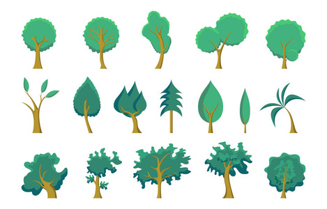 树木植物绿色自然生态图标