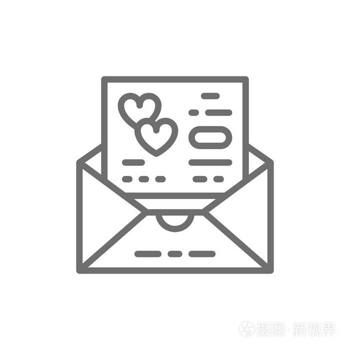 婚礼请柬, 爱情卡, 信封线图标插画-正版商用图片1928ph-摄图新视界
