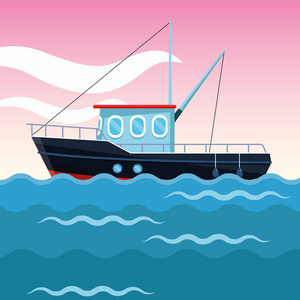 捕鱼卡通捕鱼船卡通照片