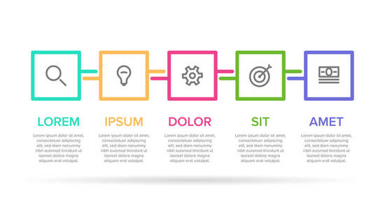 带有图标的矢量信息图标签模板。5个选项或步骤。业务概念的信息图表。可用于信息图形流程图演示文稿网站横幅印刷材料