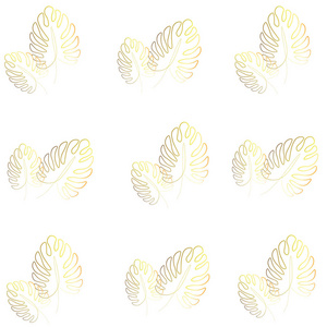 金色棕榈叶图案矢量插图