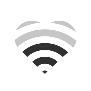 wifi的原始象形文字。 心形的波浪。 矢量图。