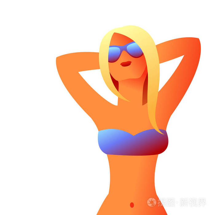 在海滩上的比基尼女孩