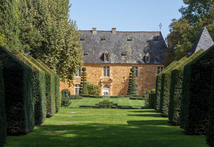 在多尔多涅的如画的Jardins杜马诺阿德埃里格纳克。 法国