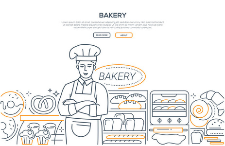 面包店现代线条设计风格的网页横幅