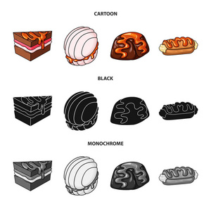 糖果和烹饪标志的孤立对象。收集糖果和产品矢量图标的股票