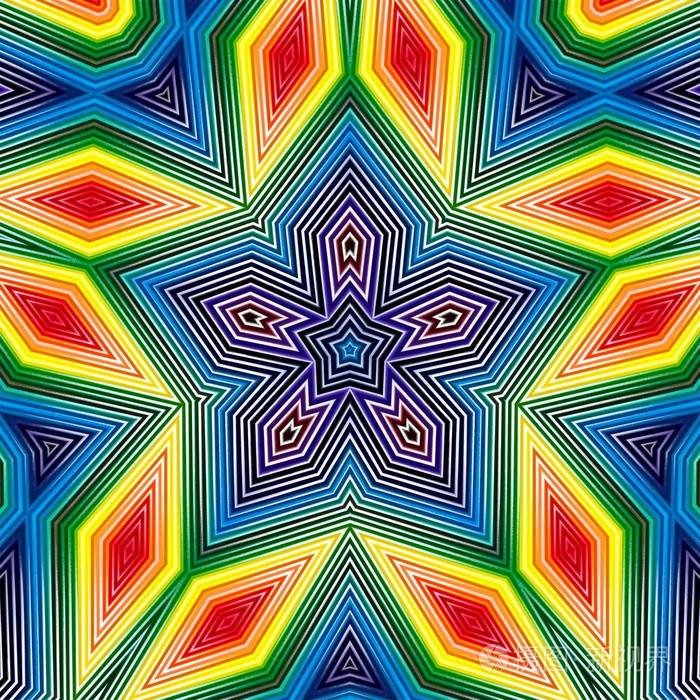 星型几何背景抽象纹理插图. 万花筒镜.