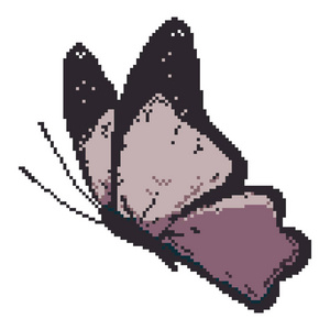 矢量像素艺术彩色蝴蝶。 白色背景上的孤立蝴蝶。