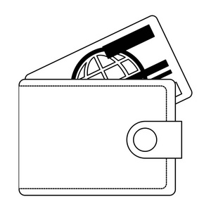 带黑白信用卡符号的钱包