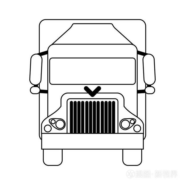 卡车车正面看法标志黑色和白色插画-正版商用图片192sn1-摄图新视界