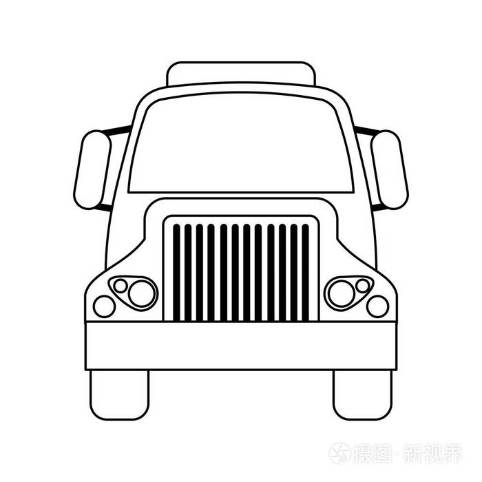 卡车车正面看法标志黑色和白色插画-正版商用图片192sqc-摄图新视界